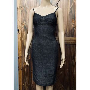 AKIRA Disco Lover Shine Midi Dress Black